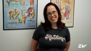 Physical therapy client discussing her positive experience at EW Motion Therapy.